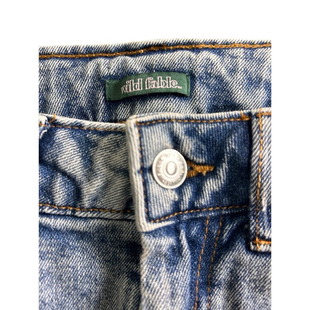 Wild Fable Denim Jeans Skirt Sz 6 Casual Medium Blue Wash Distressed Raw Hem - Picture 2 of 5